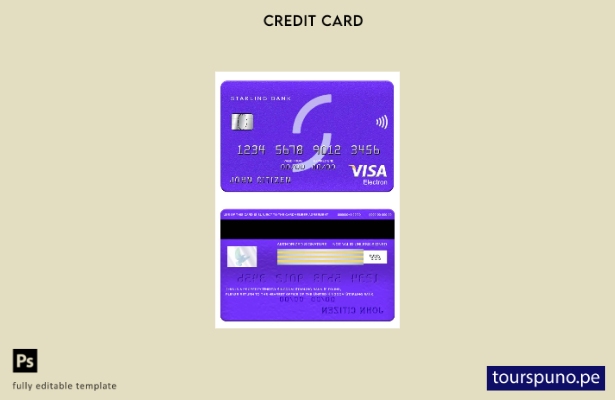 listo para imprimir plantilla de tarjeta electrónica de visa bancaria Starling d